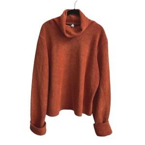Fjall Rust Orange Wool Blend Cowl Neck Fleece Pullover‎ Sweater XL Women